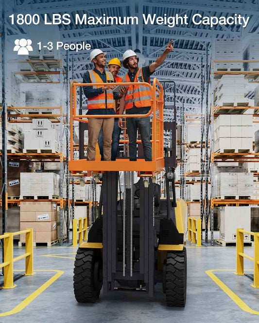 Forklift Safety Cage 36 in X 36 in, Max.1800 LBS Forklift Man Basket Work Platform with 4 Wheels, Heavy Duty Steel for Lifting Loader