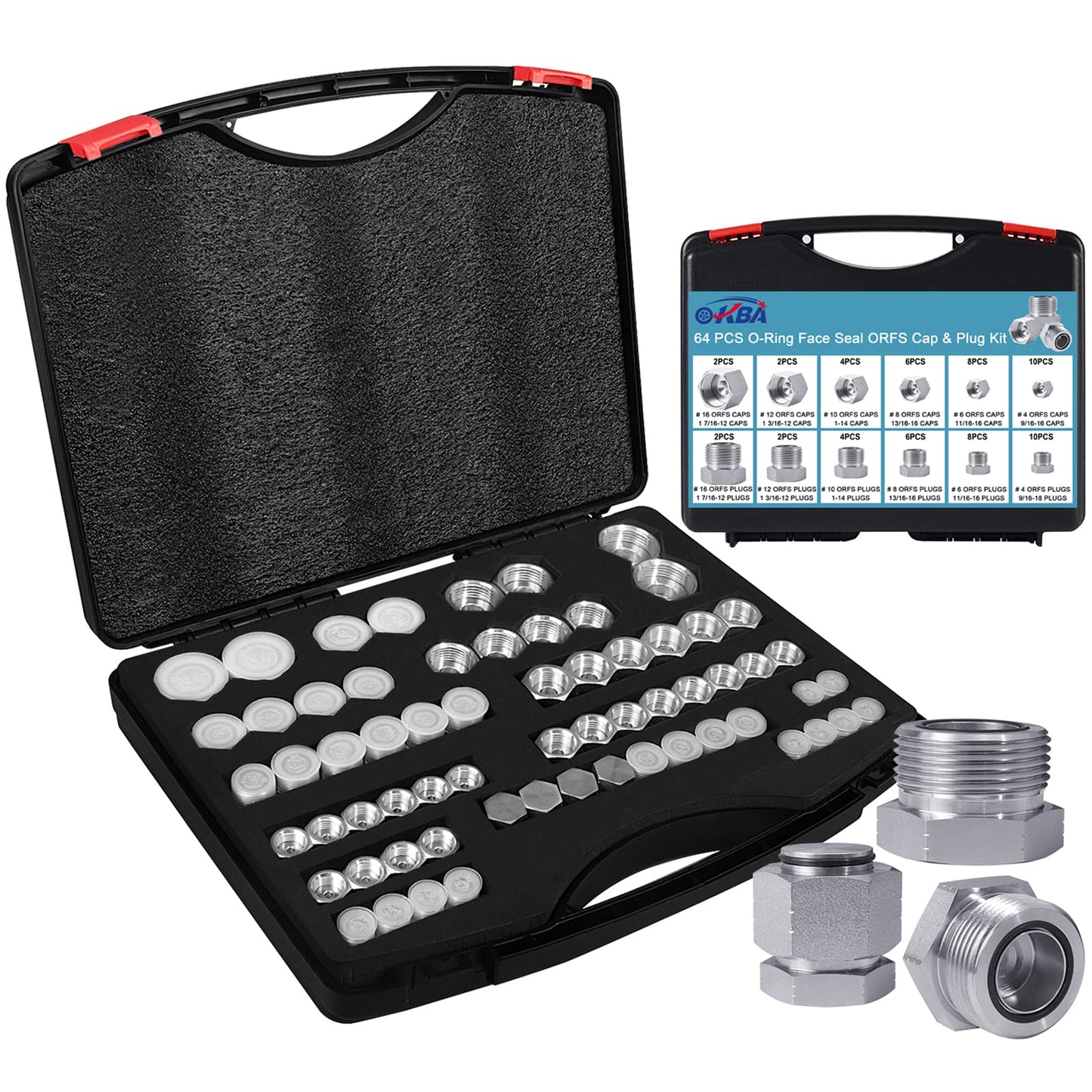 OKBA ORFS & JIC Caps and Plugs Kit,160PCS Hydraulic JIC Plugs and Caps Kit Set Dash Sizes 04 06 08 10 12 16