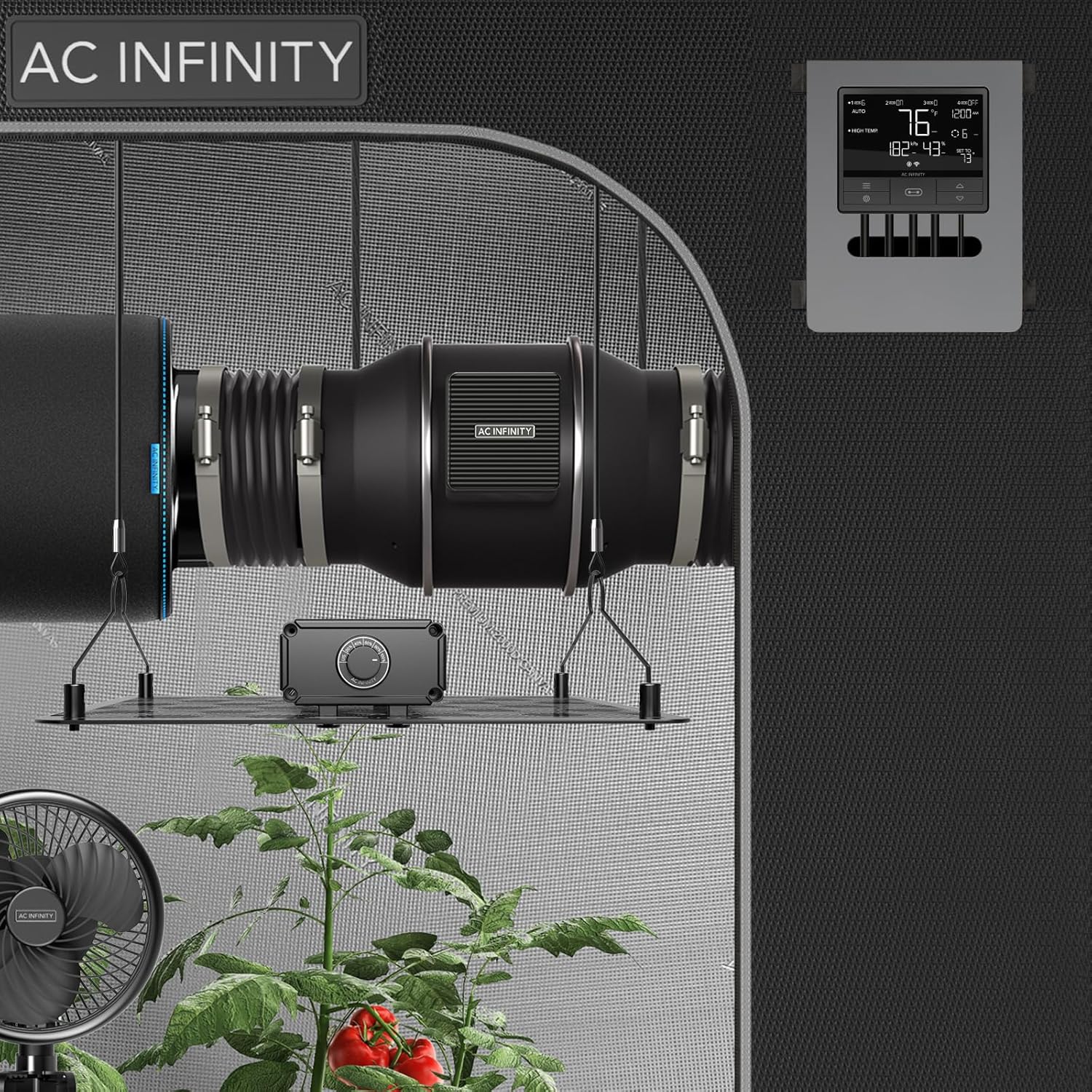 AC Infinity CLOUDLINE PRO T4, Quiet 4” Inline Duct Fan with Temperature Humidity VPD Controller, WiFi Integrated App Control - Ventilation Exhaust Fan for Heating Cooling, Grow Tents, Hydroponics