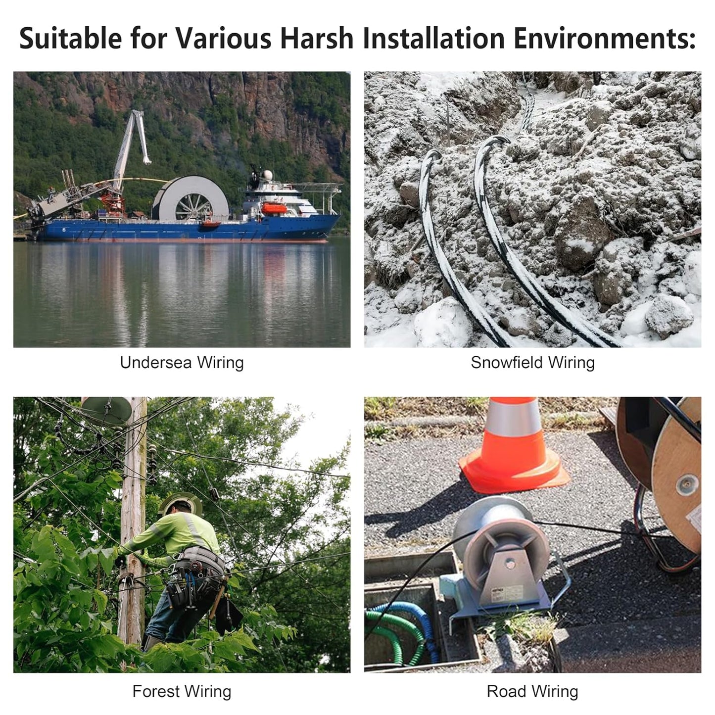 500ft (150 Meters) 6 Core OM3 Multimode Industrial TPU LC to LC Outdoor Armored Fiber Patch Cable, Direct Burial 6 Strands Fiber Optic Cable, 10Gb Duplex 50/125um MMF LC-LC 6 Fibers