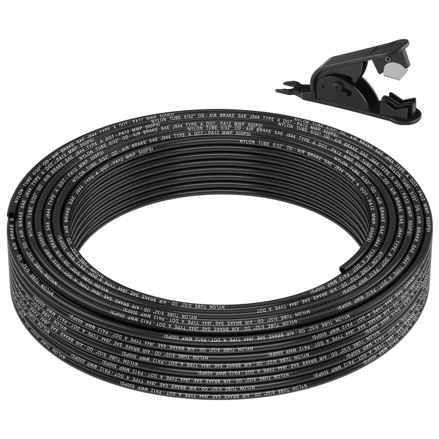 50FT 1/4 DOT Air Line SAE J844 PA12 Nylon Air Hose with Cutter 1/4” OD Pneumatic Tubing DOT Approved 1/4 Air Brake Hose for Air Suspension Kit Truck Trailer Brake System & Fluid Transfer 15.5m