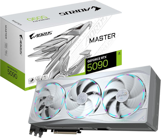Gigabyte AORUS GeForce RTX 5090 Master ICE 32G Graphics Card - 32GB GDDR7, 512bit, PCI-E 5.0, 2655MHz Core Clock, 3 x DP 2.1a, 1 x HDMI 2.1b, NVIDIA DLSS 4, GV-N5090AORUSM ICE-32GD