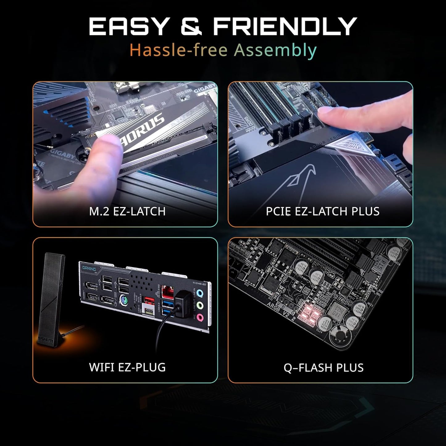 GIGABYTE B850 AORUS Elite WIFI7 ICE AMD AM5 LGA 1718 Motherboard, ATX, DDR5, 3X M.2, PCIe 5.0, USB-C, WIFI7, 2.5GbE LAN, EZ-Latch, 5-Year Warranty