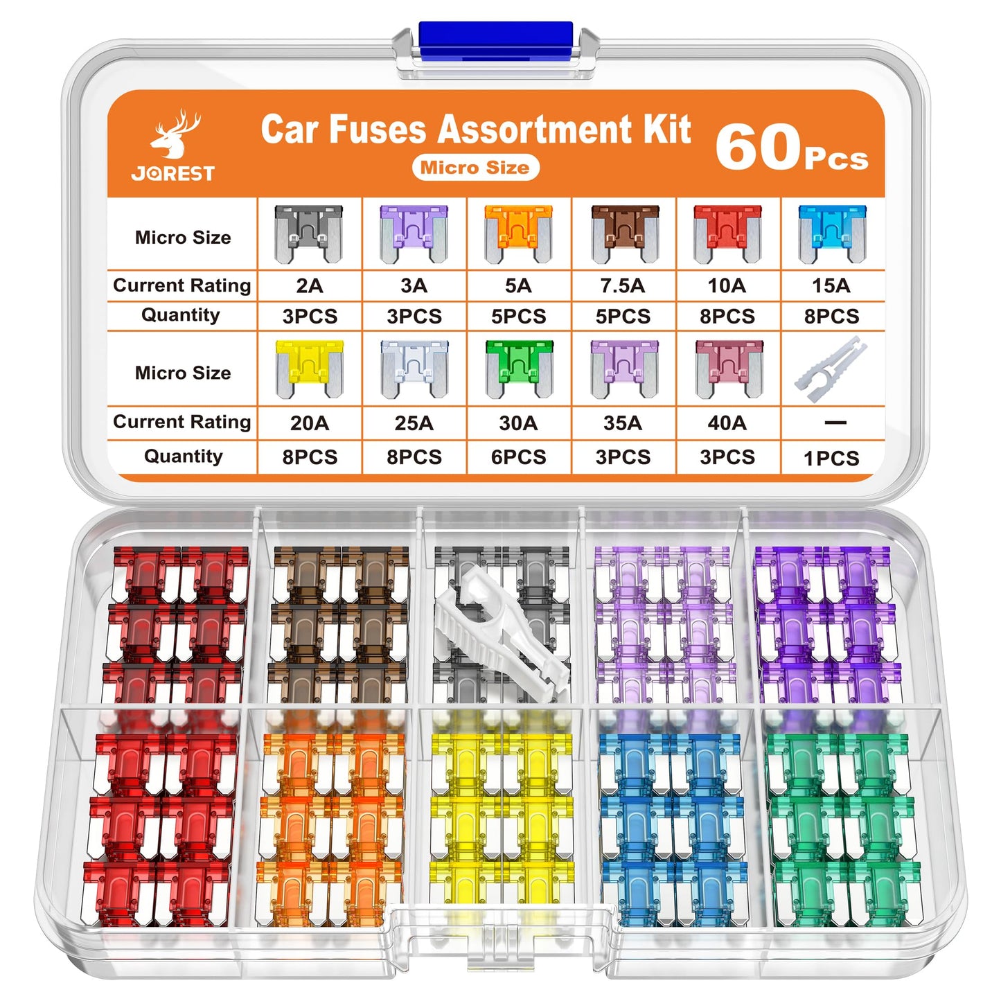 JOREST 360Pcs Car Fuse Assortment Kit, 160 Mini Blade Fuses Automotive + 90 Standard Auto Fuses + 50 Micro Fuse + 60 Micro2 – for RV/Truck/Motorcycle(2A 3A 5A 7.5A 10A 15A 20A 25A 30A 35A 40A)