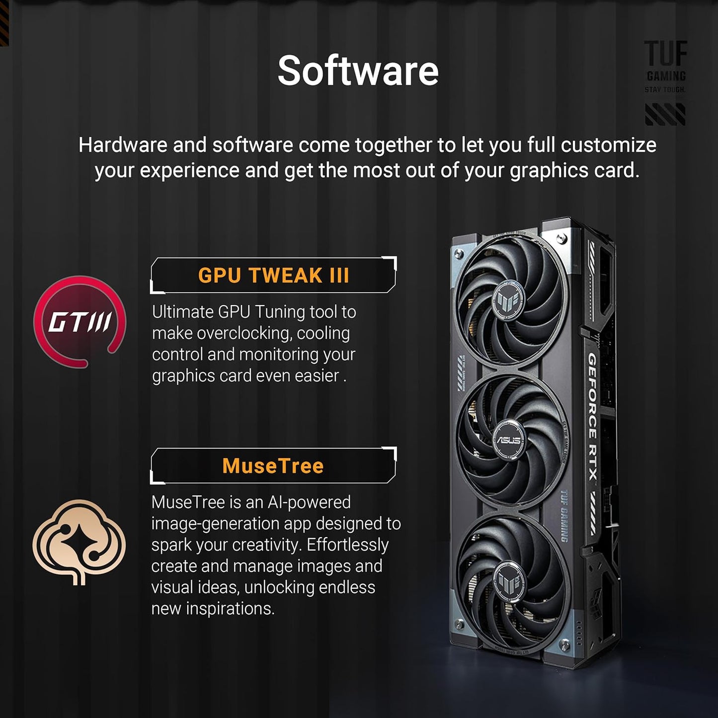 ASUS TUF Gaming GeForce RTX ™ 5070 12GB GDDR7 OC Edition Gaming Graphics Card (PCIe® 5.0, HDMI®/DP 2.1, 3.125-slot, Military-Grade Components, Protective PCB Coating, axial-tech Fans)