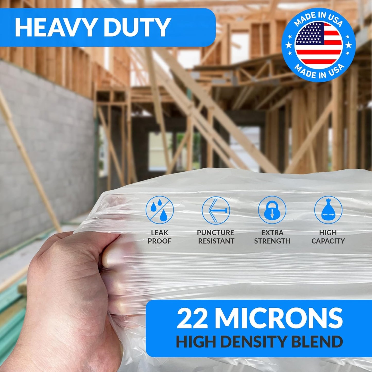 Reli. 55-60 Gallon Trash Bags | Heavy Duty | 8,000 Total | 50 Bags/Case, 160 Cases/Pallet | Made in USA | Clear