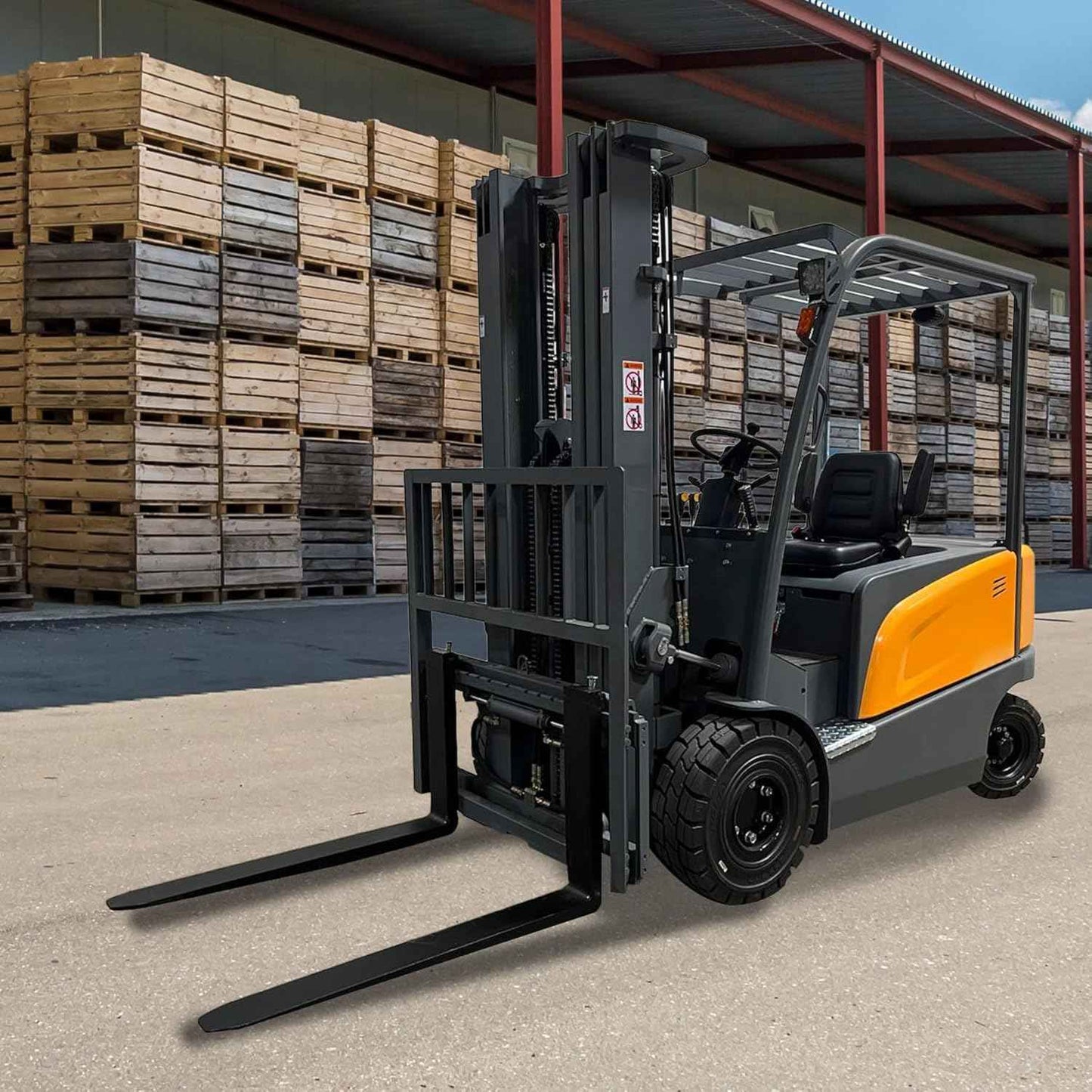 APOLLOLIFT 4-Wheel Electric Forklift Lead-Acid Battery Forklift 6600LBS 197" Lifting Height