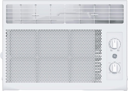 GE Window Air Conditioner Unit, 5,000 BTU for Small Rooms up to 150 sq ft. with Manual Adjustable Fan and Cooling Settings, Perfect for Small Bedroom or Living Room, Easy Install Kit Included, White