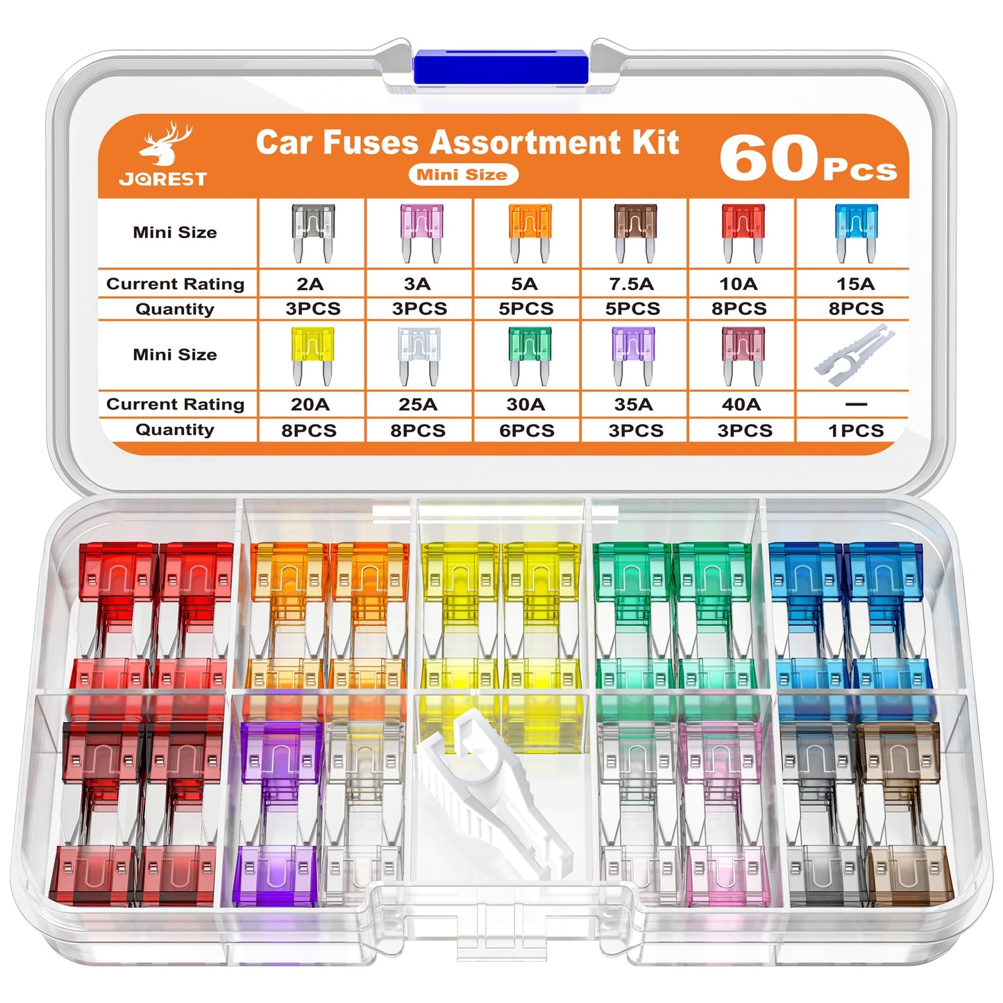 JOREST 360Pcs Car Fuse Assortment Kit, 160 Mini Blade Fuses Automotive + 90 Standard Auto Fuses + 50 Micro Fuse + 60 Micro2 – for RV/Truck/Motorcycle(2A 3A 5A 7.5A 10A 15A 20A 25A 30A 35A 40A)