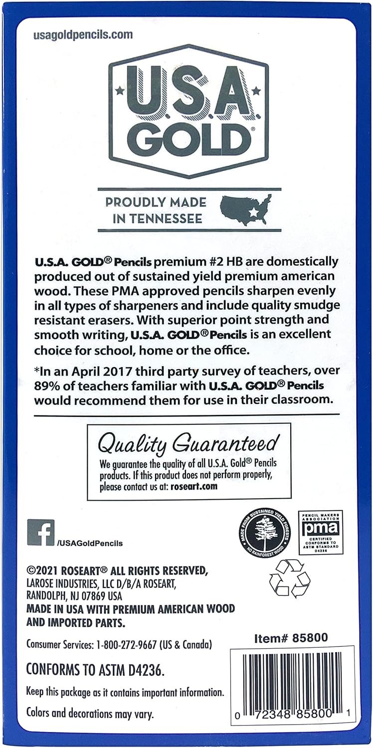 Cra-Z-Art U.S.A. Gold Pre-sharpened American Wood Cased #2 HB Yellow Pencils, 96 Pack