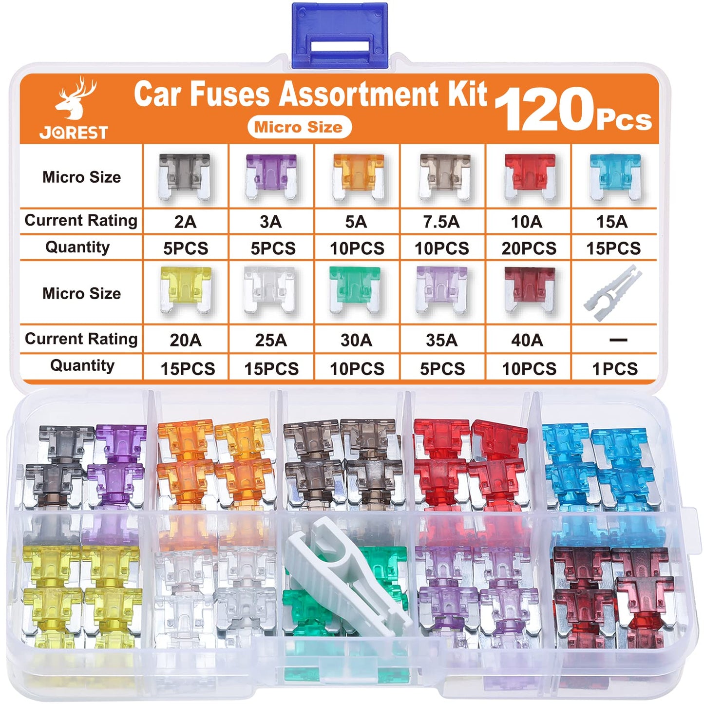 JOREST 360Pcs Car Fuse Assortment Kit, 160 Mini Blade Fuses Automotive + 90 Standard Auto Fuses + 50 Micro Fuse + 60 Micro2 – for RV/Truck/Motorcycle(2A 3A 5A 7.5A 10A 15A 20A 25A 30A 35A 40A)