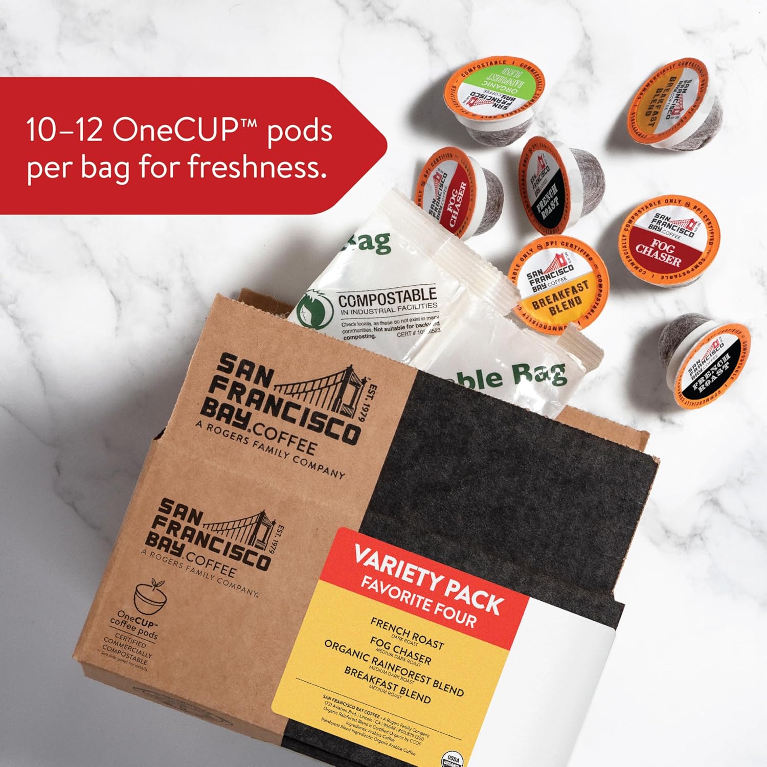 San Francisco Bay Compostable Coffee Pods - Original Variety Pack (80 Ct) K Cup Compatible including Keurig 2.0, French, Breakfast, Fog, Organic Rainforest