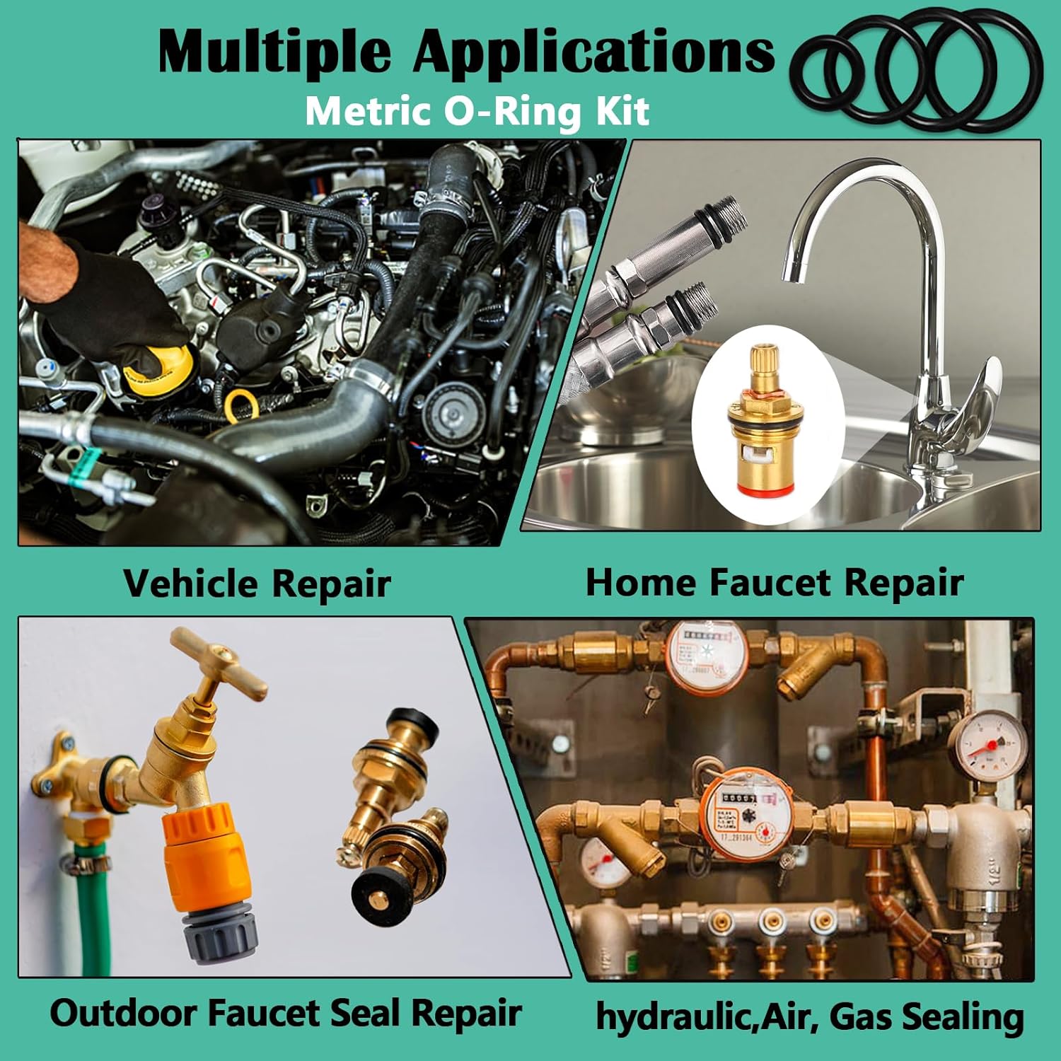 37 Size 1075 Pcs Faucet Washers & O-Rings Kit & Plumbing Gasket 3-in-1 Home Universal Rubber Washers Assortment Kit for Faucet Hose Spigot Plumbing Seal Repair with Pick Hook