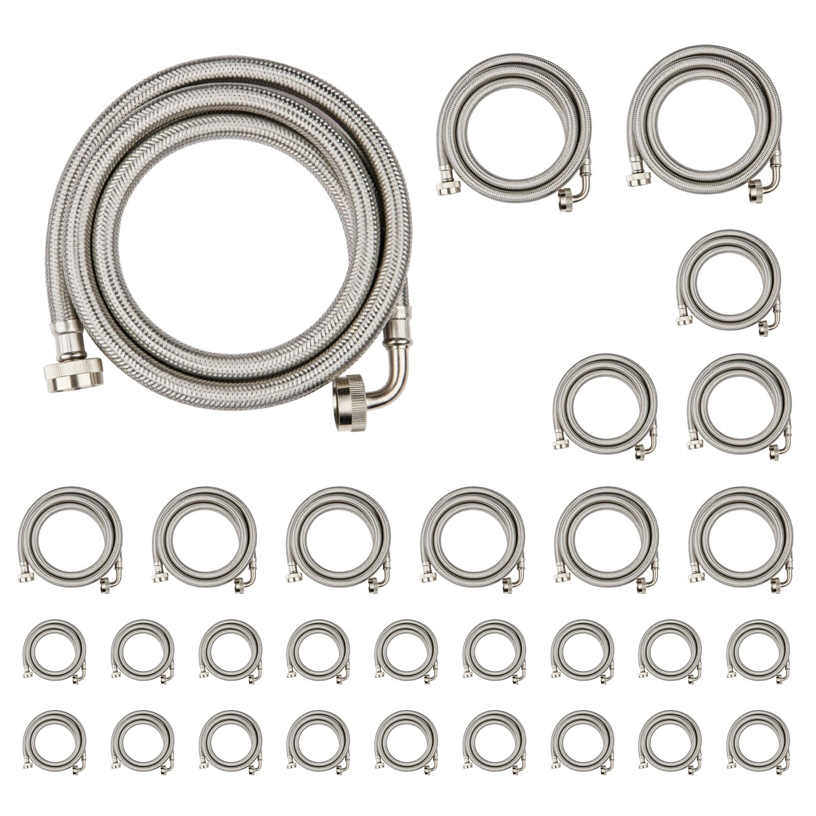Washing Machine Hoses 4ft, 1 Pack Braided Stainless Steel Washer Hoses with 90 Degree Elbow, Hot and Cold Washer Supply Line, Universal Flexible Laundry Machine Hose for All Washing Machine