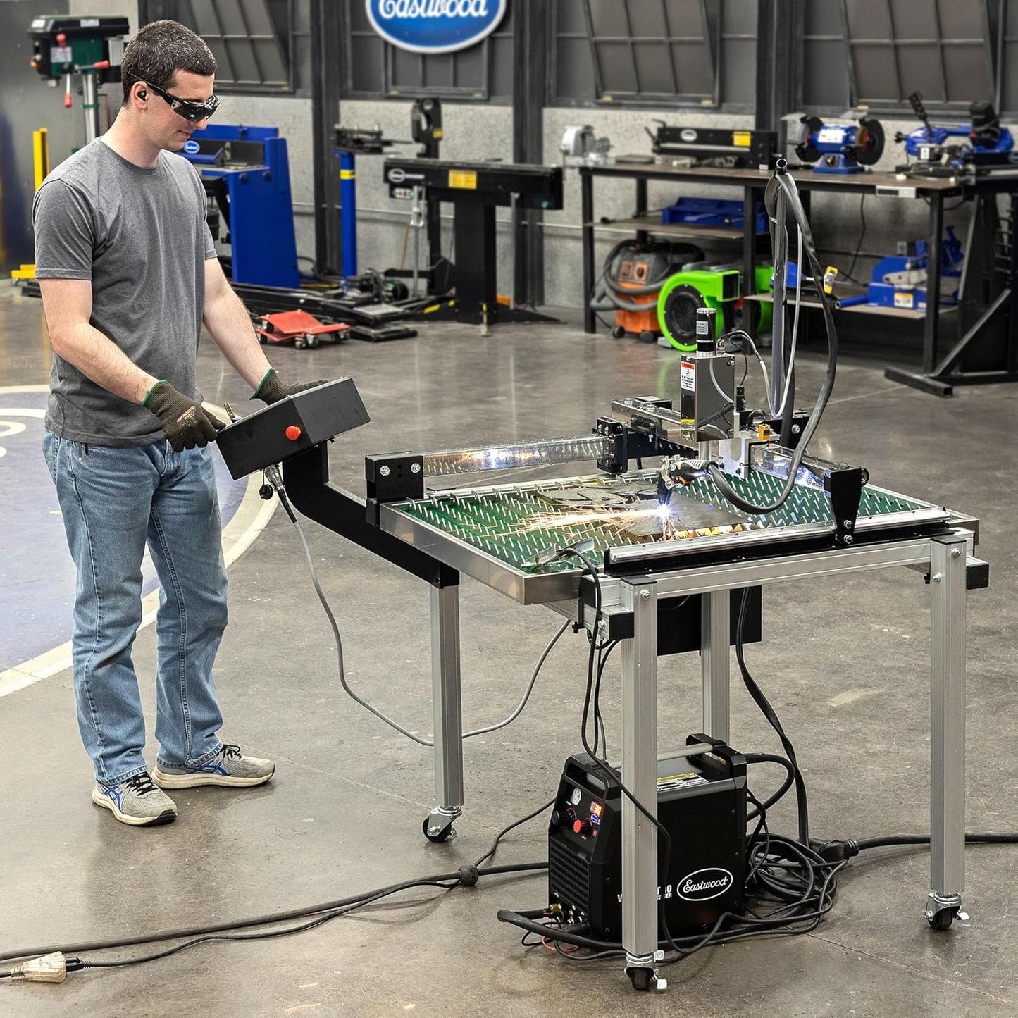 Eastwood Versa-Cut 2'X2' CNC Plasma Table for Plasma Cutter Machine and Metal Cutting Torch Machines | Intuitive LCD Touch Screen Display with CNC Controller & USB Port | 10 Gal Waterbed Capacity