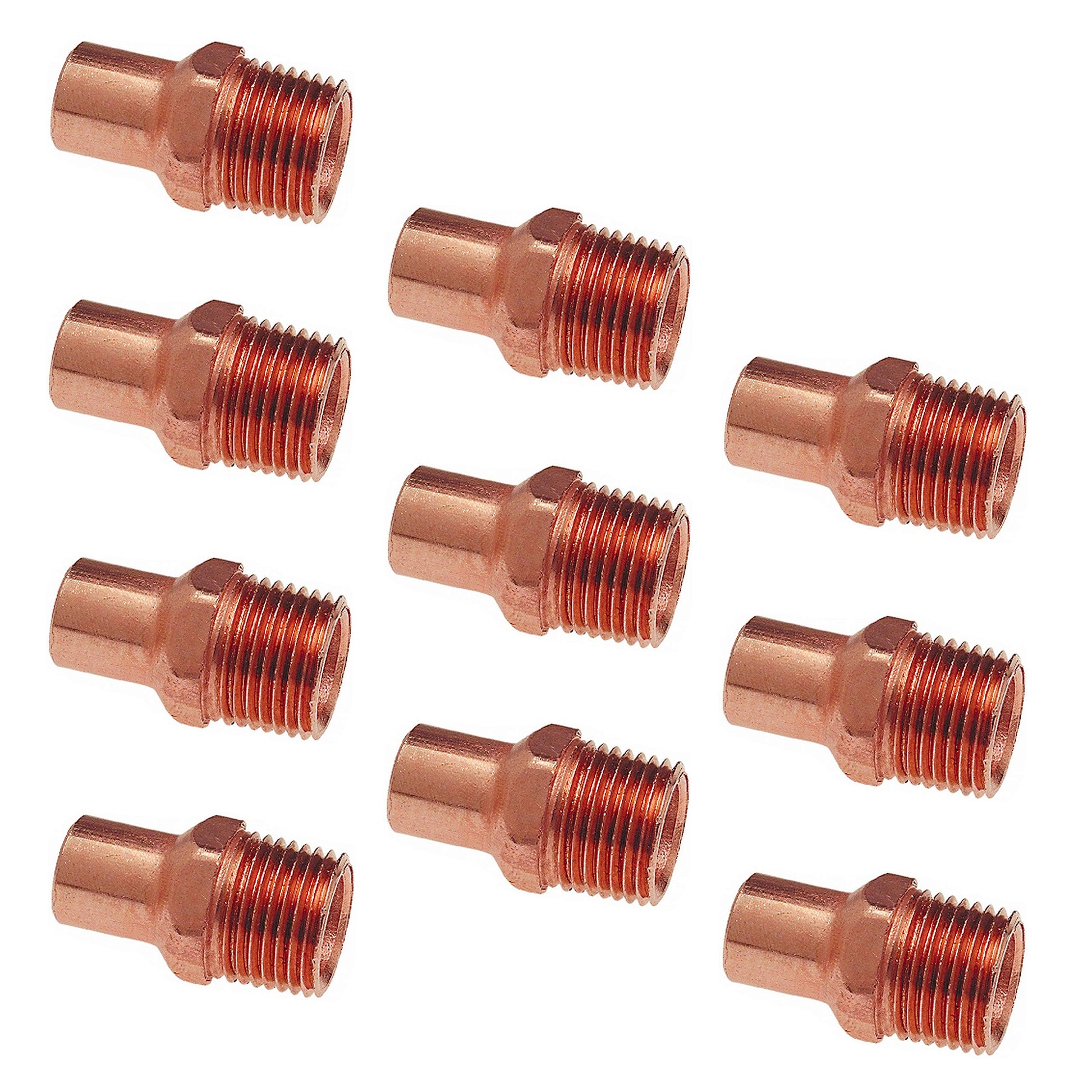 PROCURU 10-Pack 2-Inch Copper Street Male, Fitting Adapter FTG X MNPT, Certified Safe (CWMS0200-10P)