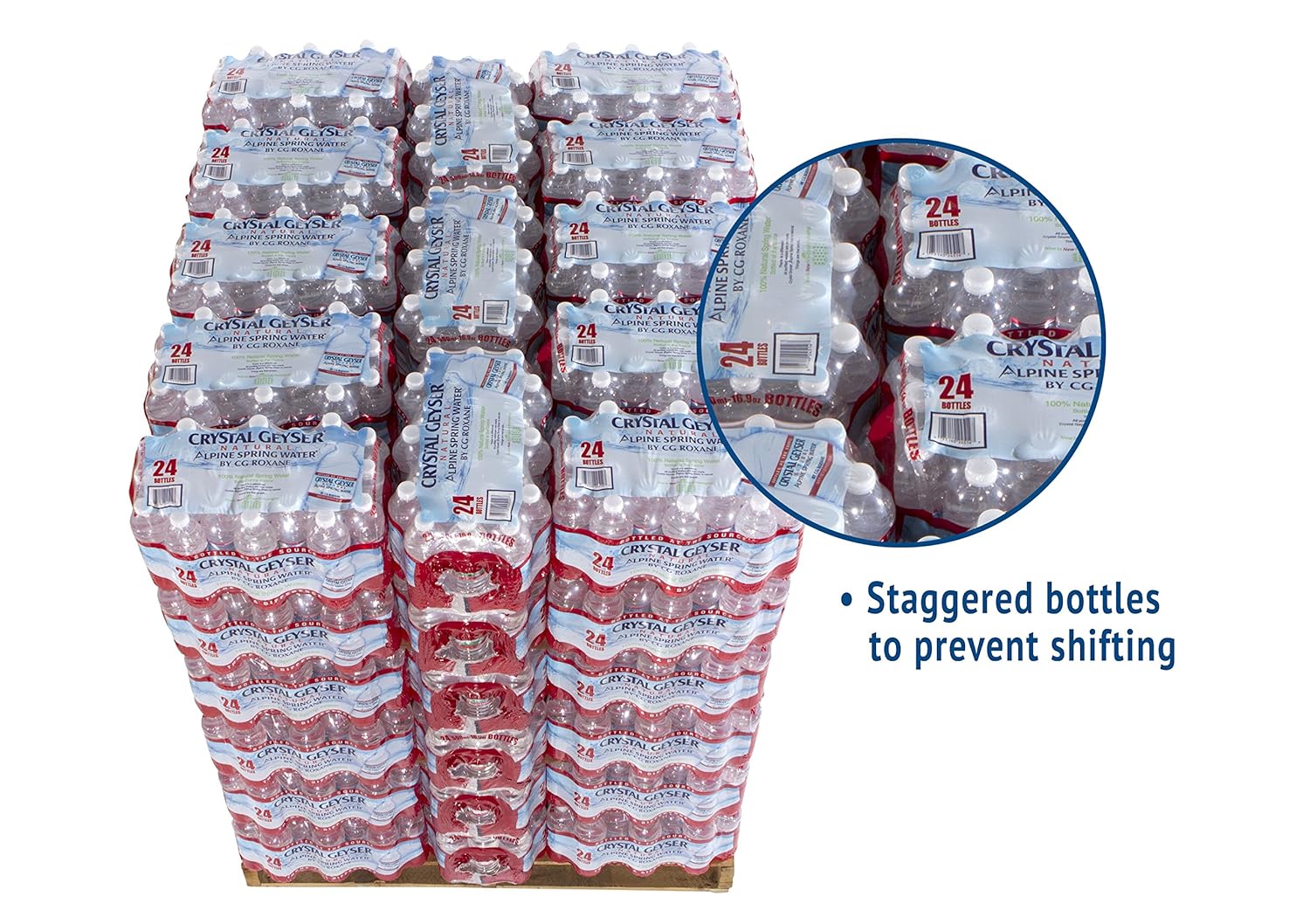 CRYSTAL GEYSER SINCE 1977 Pallet Of 84 Cases, Of Alpine 100% Natural Spring Water, 24 16.9oz bottlesper Case, Bottled at The Source, Clear, (CGW24514PL)