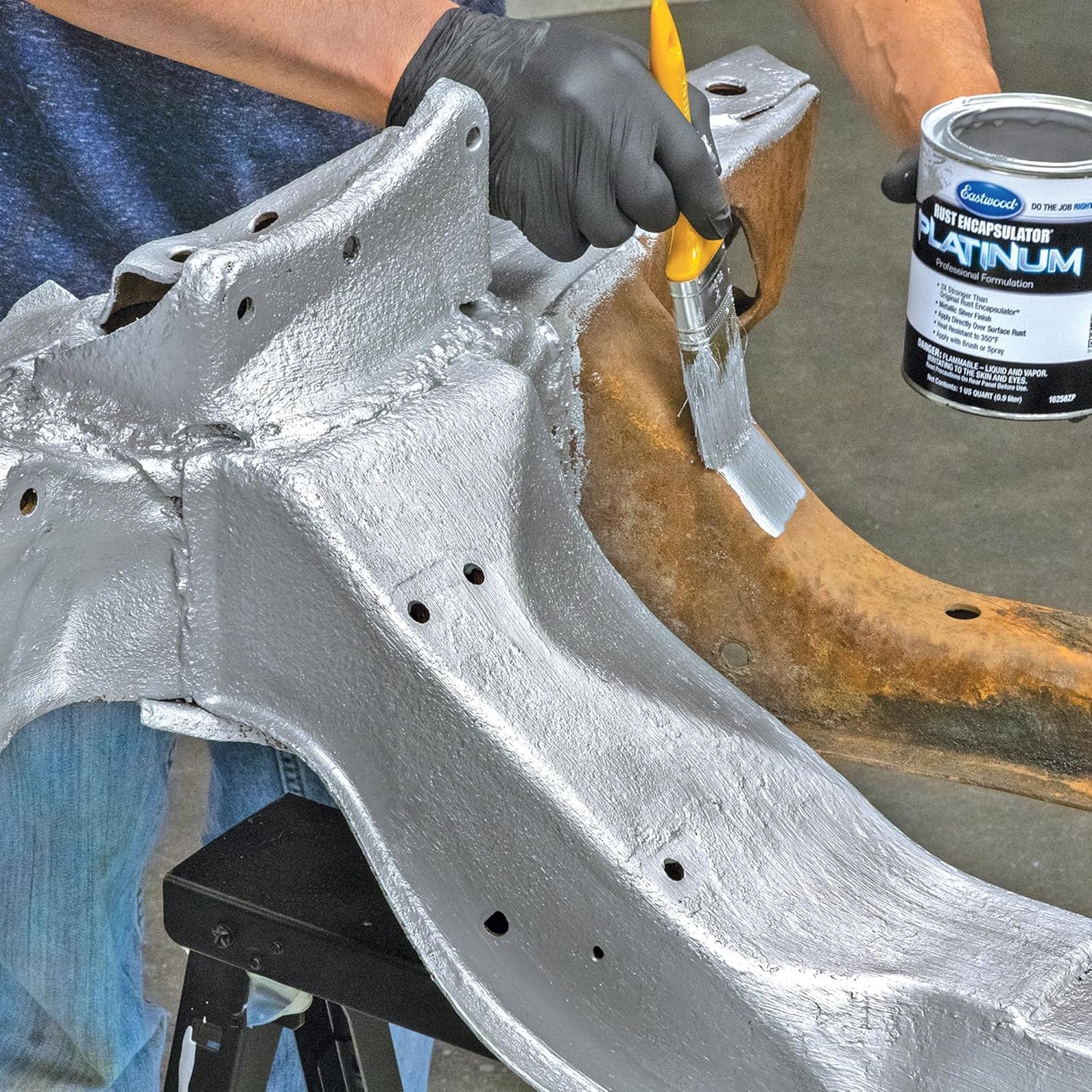 Eastwood Rust Encapsulator Platinum Quart | UV Resistant Aluminum Finish Rust Preventive Coating | Easy Apply High-Tech Formula Automotive Paint to Stop Rust | Rust Remover for Metal Structures
