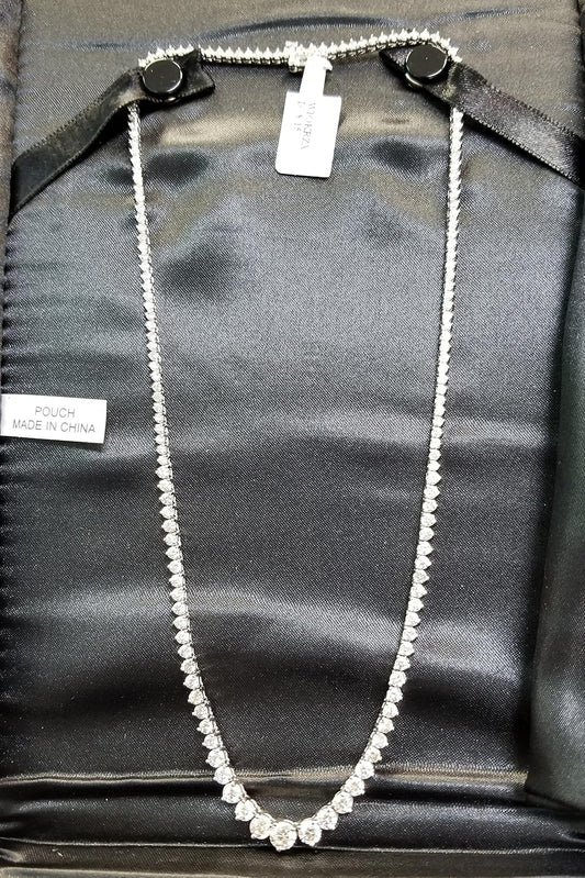 Houston Diamond District Round Shape 17" Graduate Diamond Tennis Riviera Necklace 3 Prong Value Collection