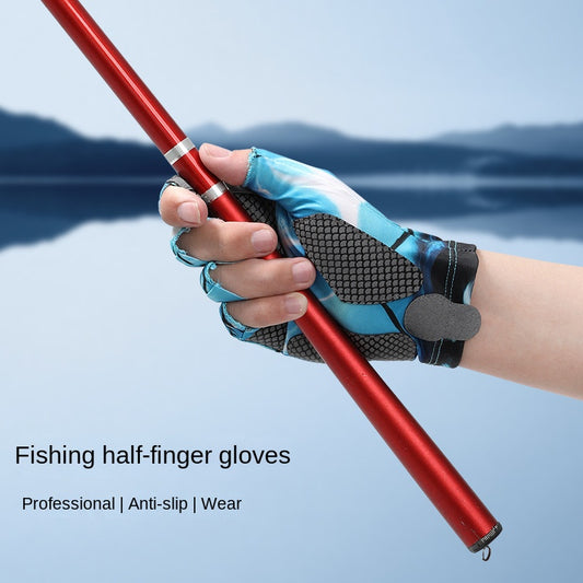 Fishing Half finger Road Asian Gloves Men and Women Ice Silk Sunscreen, Sweat Absorbent, Breathable, Anti slip, Anti stab Outdoo