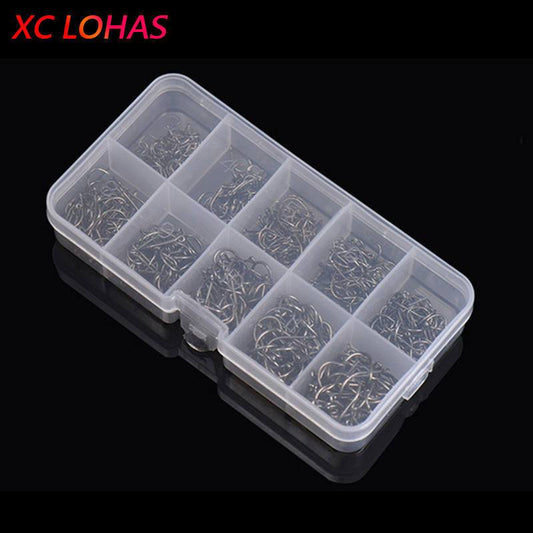 LEO 600PCS/BOX High Carbon Steel Fishing Hooks Sharp Barbed Circle   3#-12#