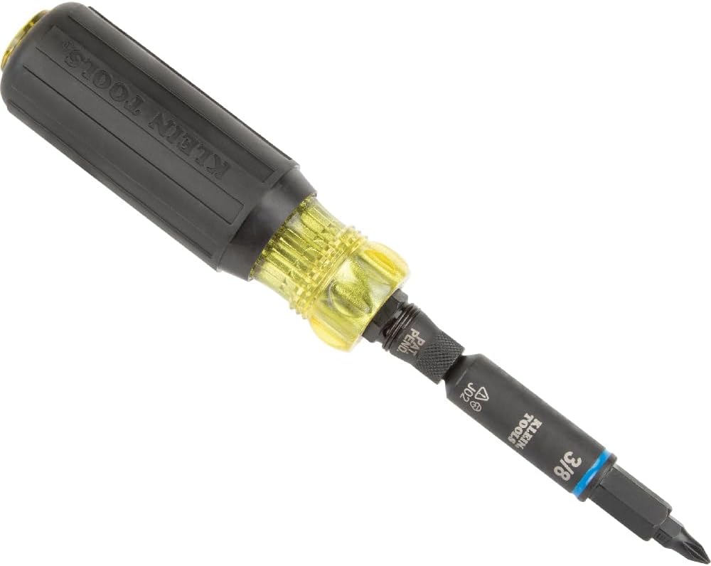 Klein Tools 32527HD KNECT 11-in-1 HVAC Multi-Bit Screwdriver/Nut Driver, Impact Rated with Phillips, Slotted, Square, and Schrader Bits