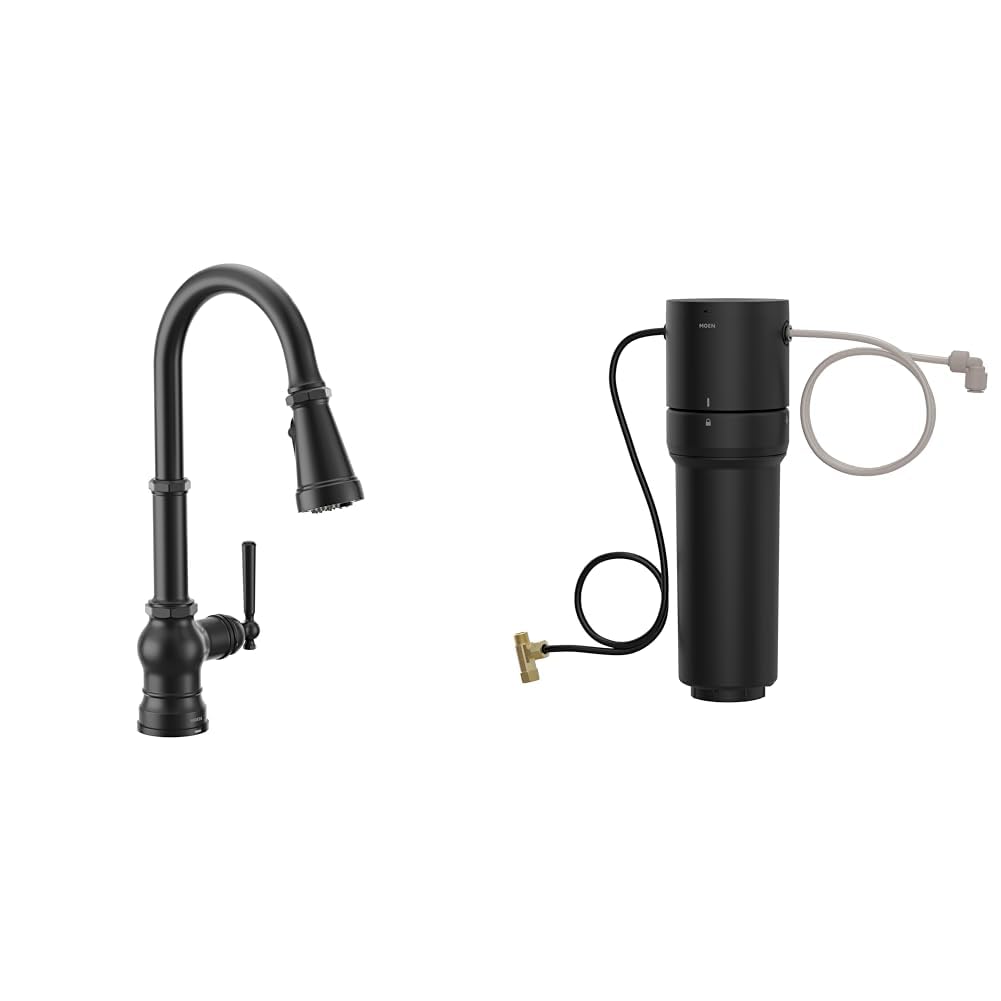 Moen Paterson Matte Black Smart Faucet Touchless Pull-Down Sprayer Kitchen Faucet with Voice and Motion Control, S75003EV2BL