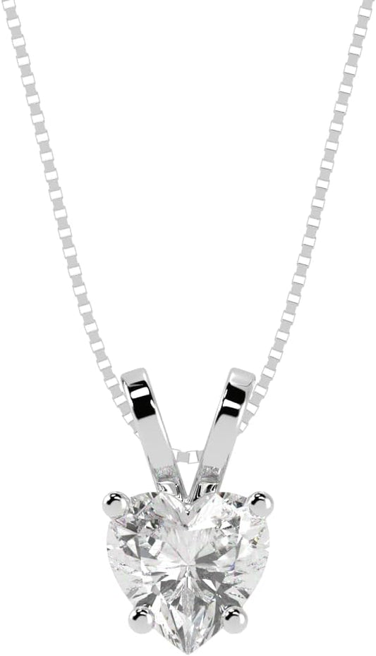 8 Carat Platinum IGI Certified LAB-GROWN Heart Cut 4 Prong Diamond Pendant Necklace + 16" 14K Gold Chain Value Collection [E-F Color, VS1-VS2 Clarity]