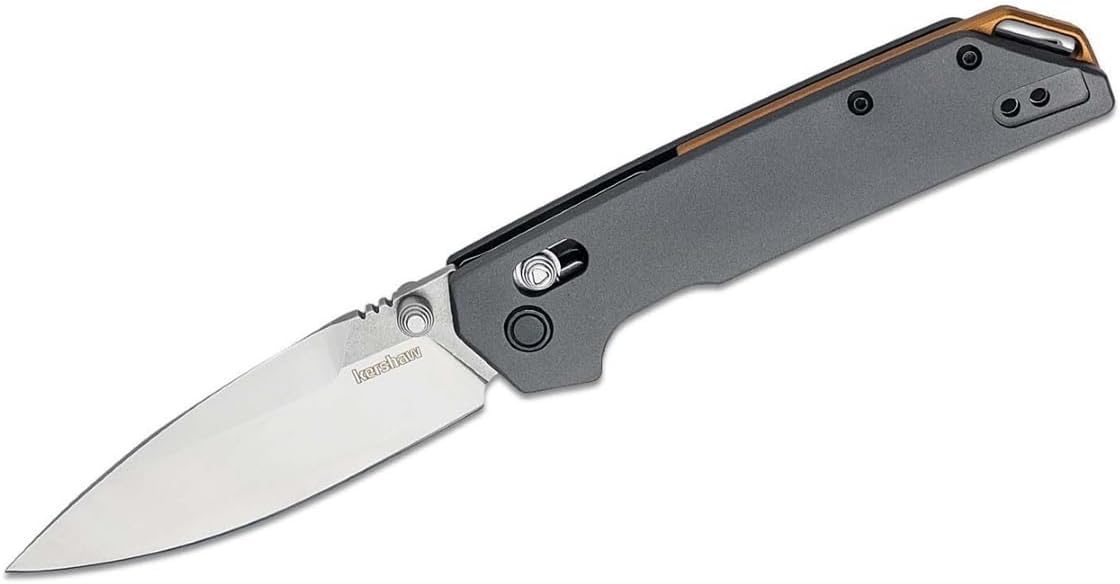 Kershaw Iridium Reverse Tanto Folding Pocket Knife, Sleek 3.4 inch D2 Steel Blade, DuraLock Locking Mechanism, Aluminum Handle, Designed in the USA