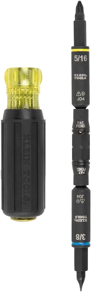 Klein Tools 32527HD KNECT 11-in-1 HVAC Multi-Bit Screwdriver/Nut Driver, Impact Rated with Phillips, Slotted, Square, and Schrader Bits