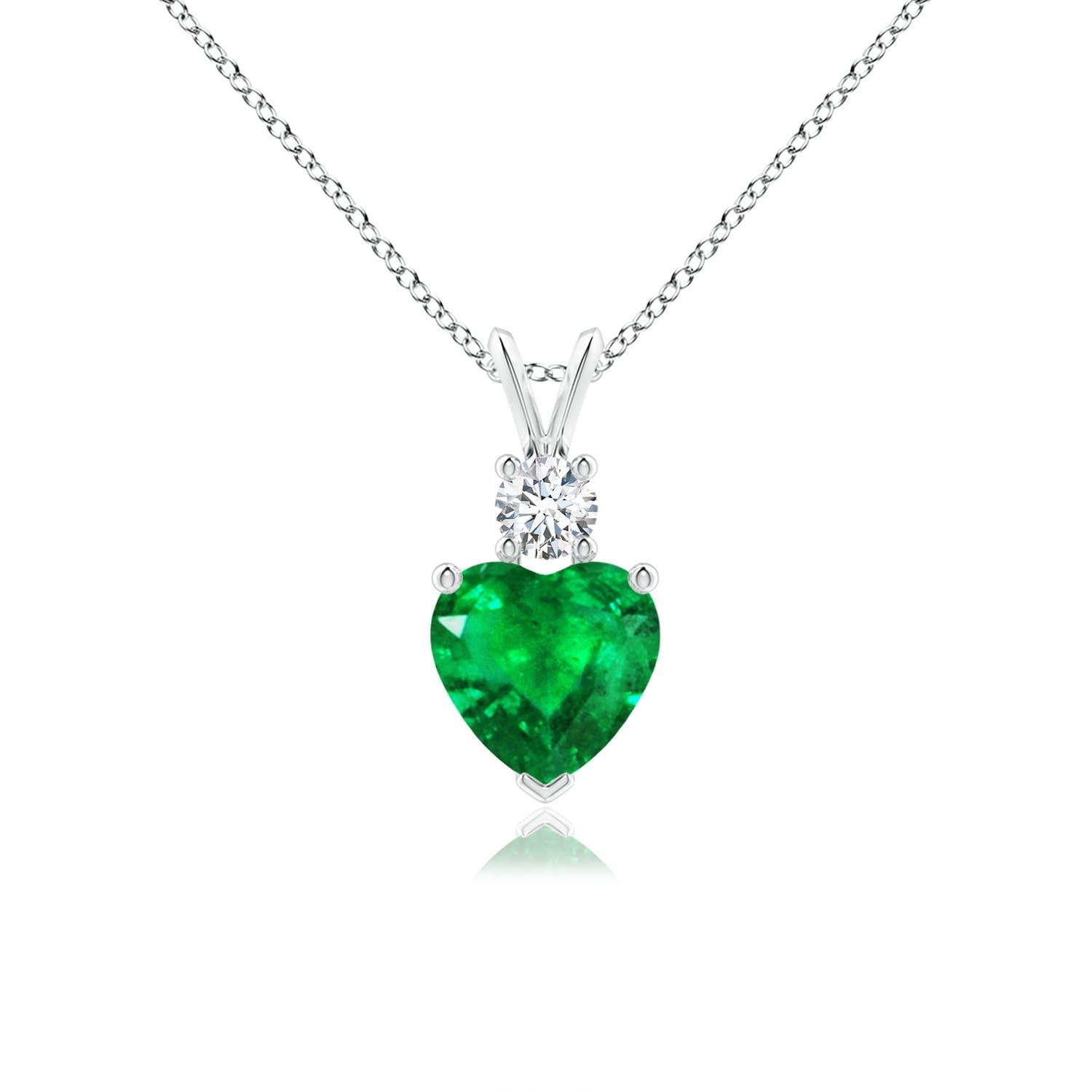 Angara Natural Emerald Pendant for Women | Heart Shape Emerald Diamond Heart Pendant Necklace in 14K Solid Gold/Platinum With 18" Chain | May Birthday, Anniversary, Gemstone Jewelry Gift