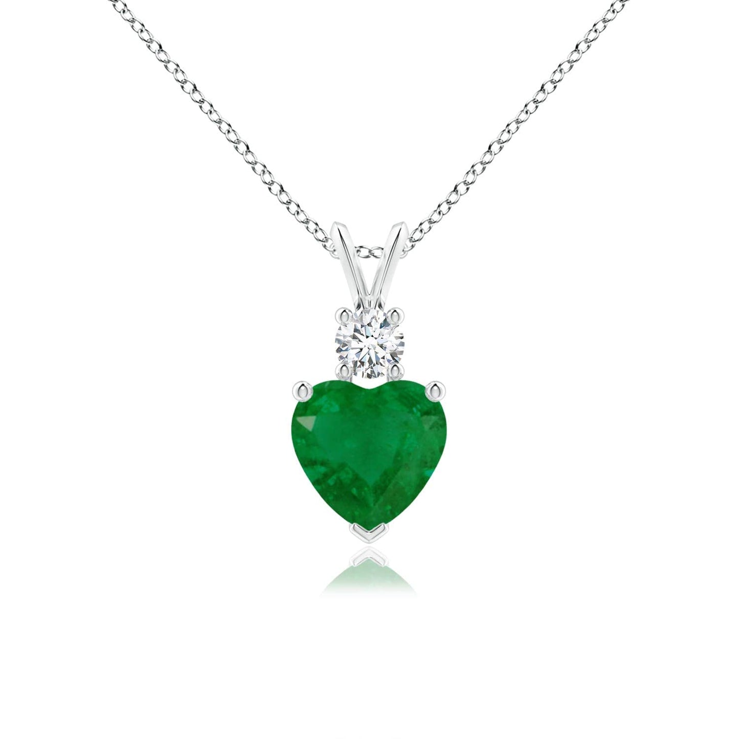 Angara Natural Emerald Pendant for Women | Heart Shape Emerald Diamond Heart Pendant Necklace in 14K Solid Gold/Platinum With 18" Chain | May Birthday, Anniversary, Gemstone Jewelry Gift