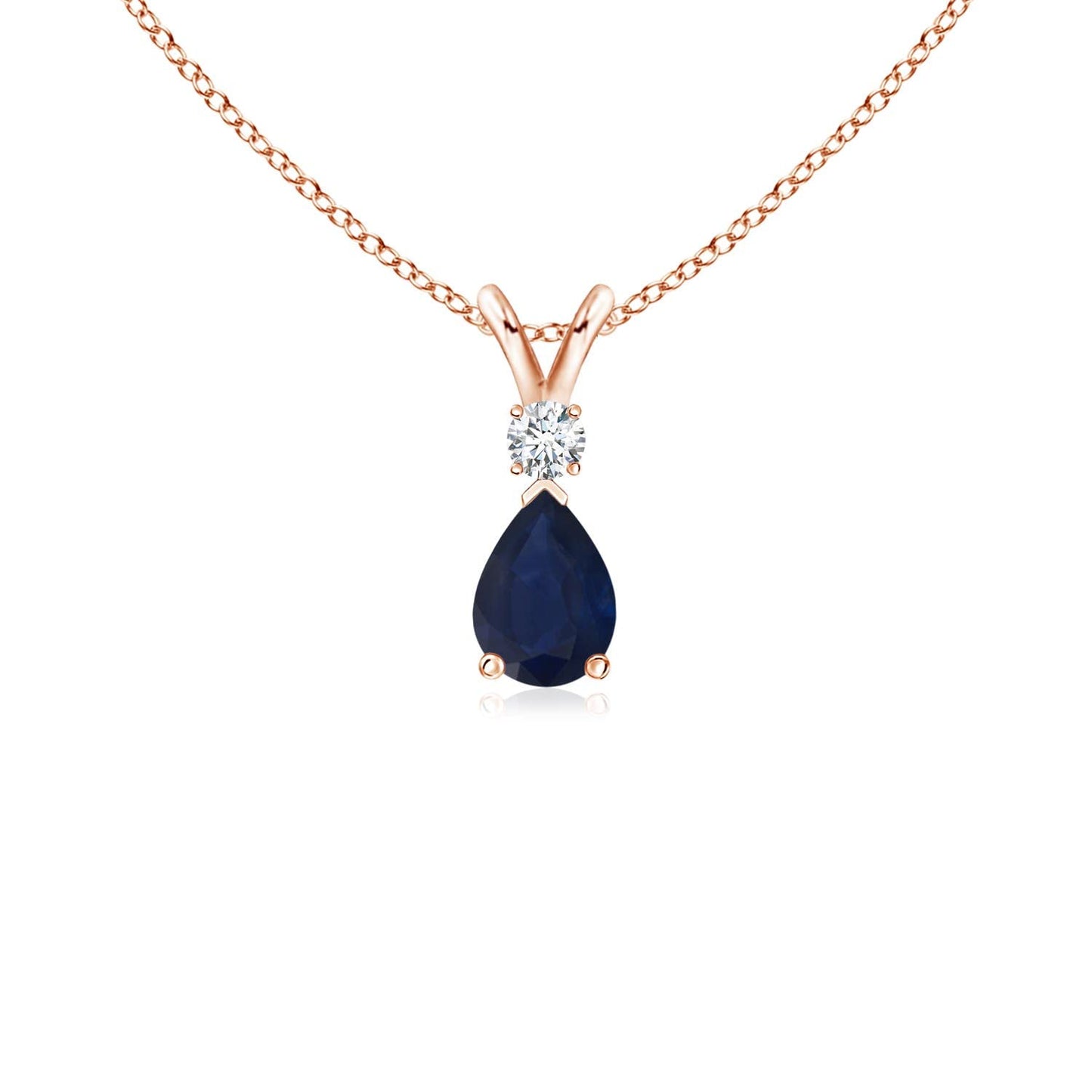 Angara Natural Blue Sapphire Solitaire Pendant for Women | Pear Shape Blue Sapphire Diamond Necklace in 14K Solid Gold/Silver/Platinum With 18" Chain | September Birthday, Gemstone Jewelry Gift