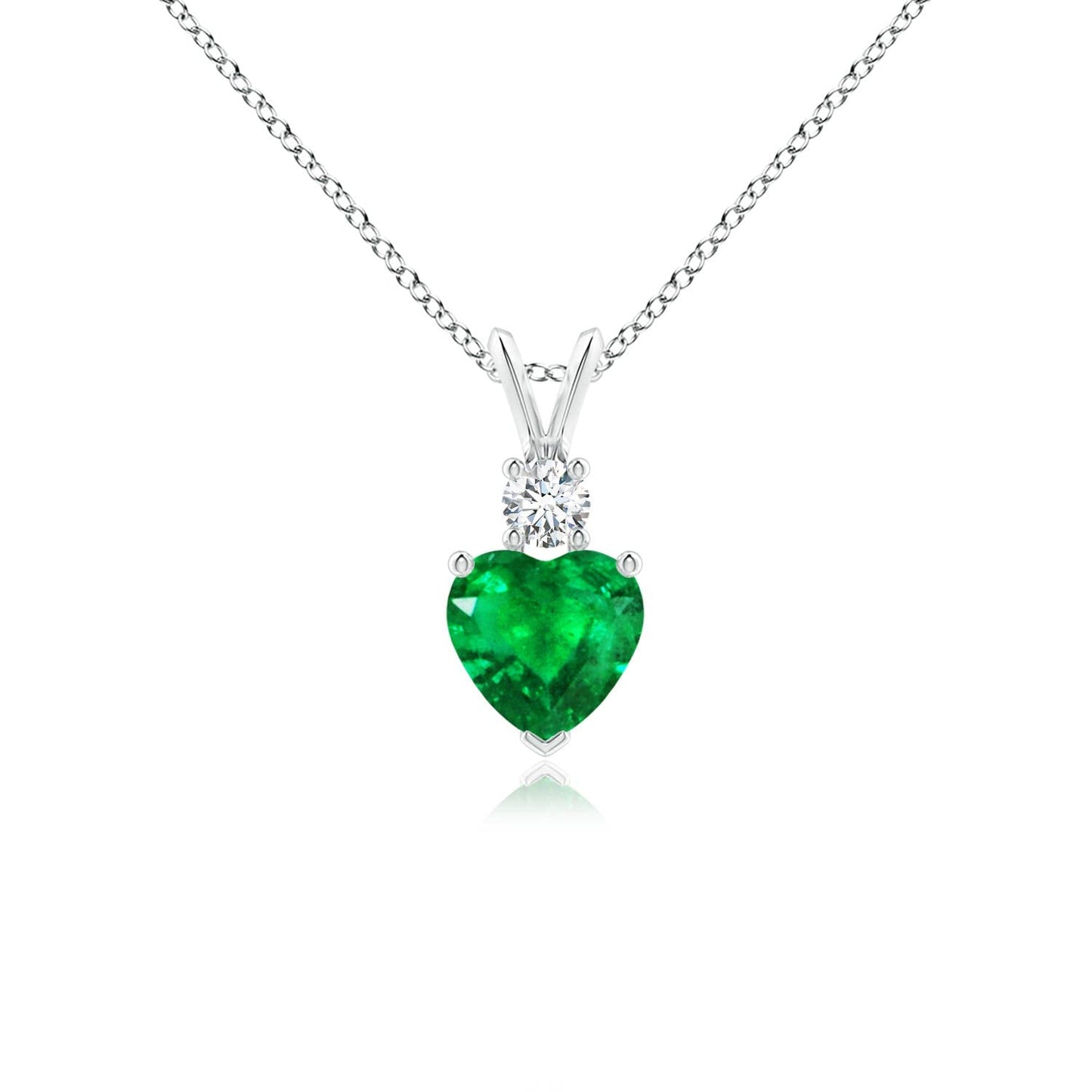 Angara Natural Emerald Pendant for Women | Heart Shape Emerald Diamond Heart Pendant Necklace in 14K Solid Gold/Platinum With 18" Chain | May Birthday, Anniversary, Gemstone Jewelry Gift