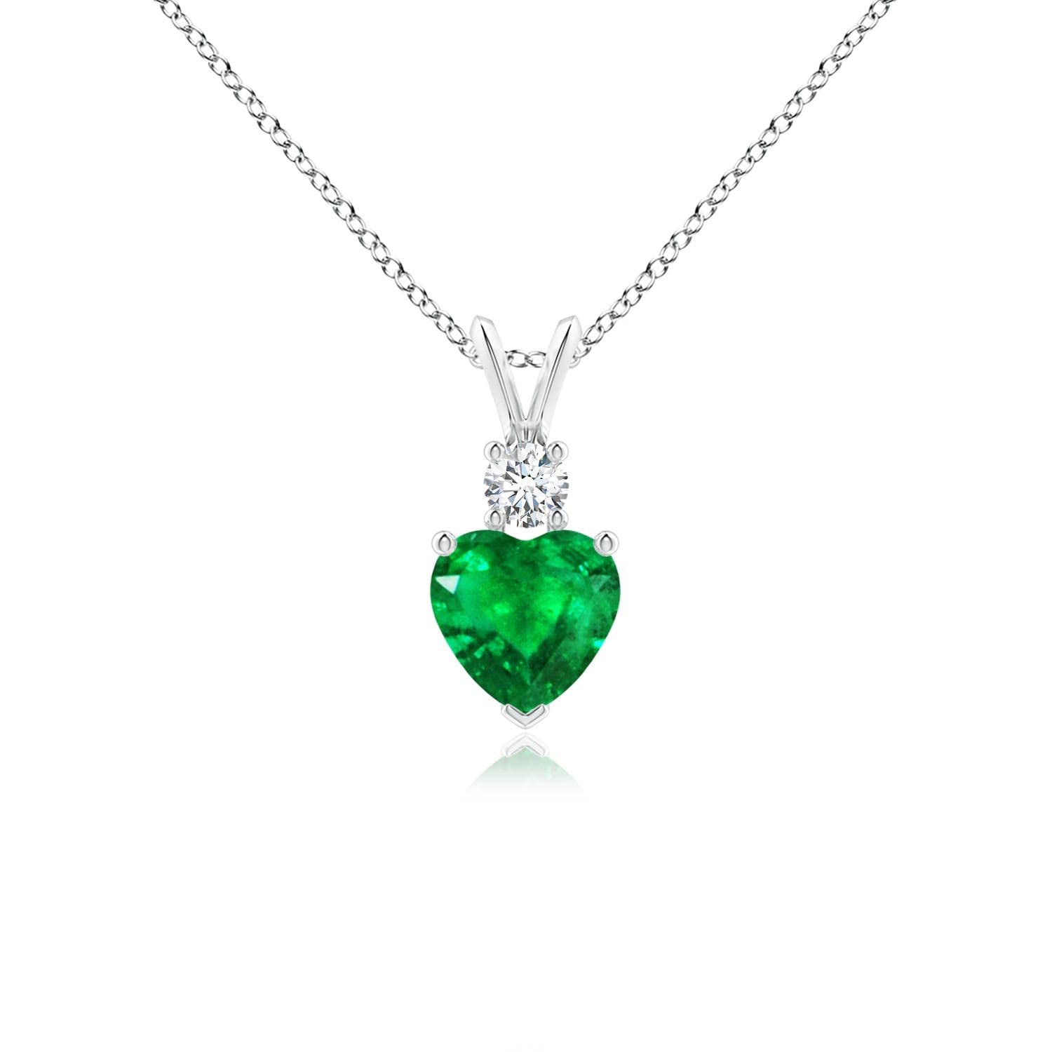 Angara Natural Emerald Pendant for Women | Heart Shape Emerald Diamond Heart Pendant Necklace in 14K Solid Gold/Platinum With 18" Chain | May Birthday, Anniversary, Gemstone Jewelry Gift