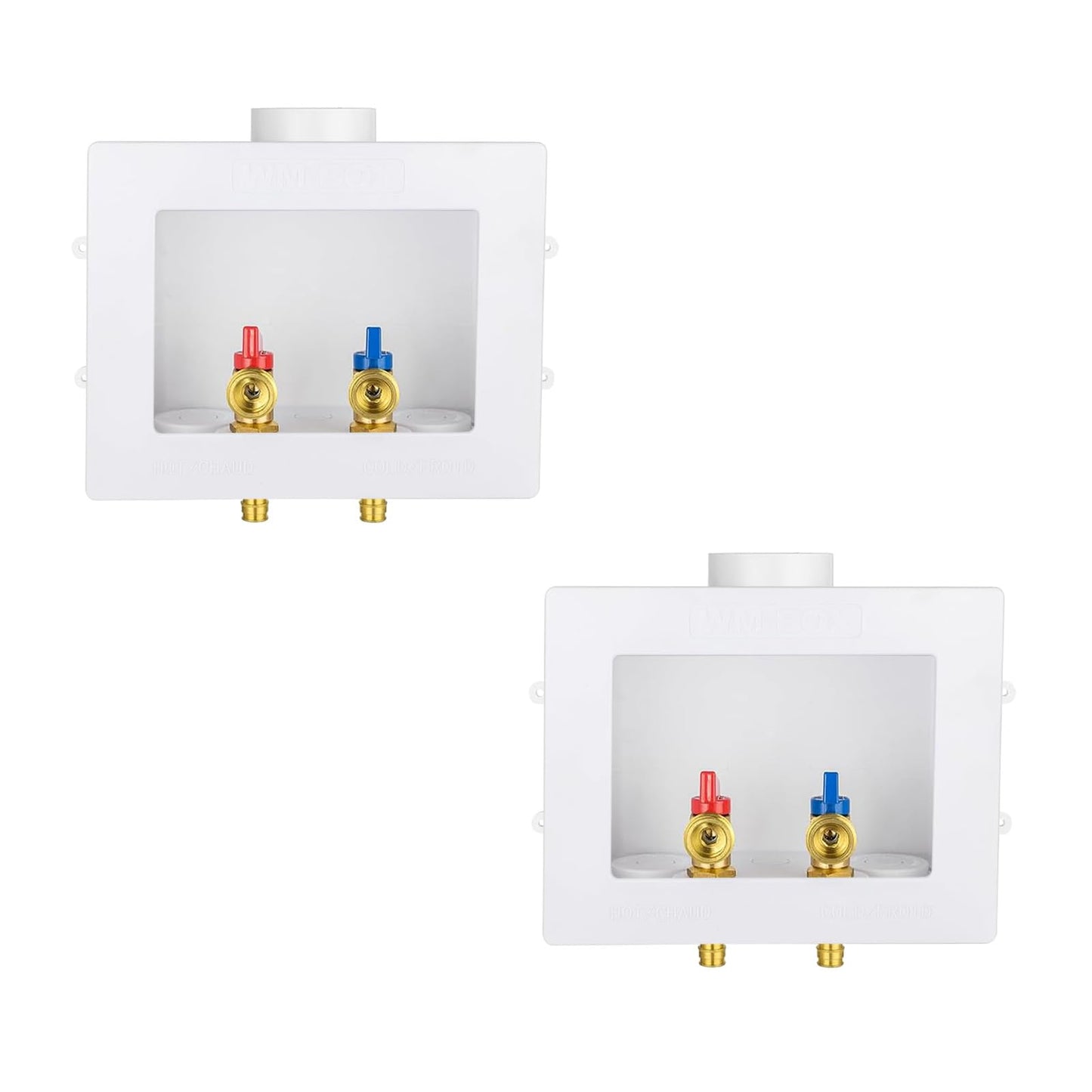 Washing Machine Outlet Box, Niikappu 1/2 Inch Pex Crimp Inlet x 3/4 Inch MHT Outlet Connection, Washer Box with Double Drains, with Stainless Steel Water Hammer Arrestor