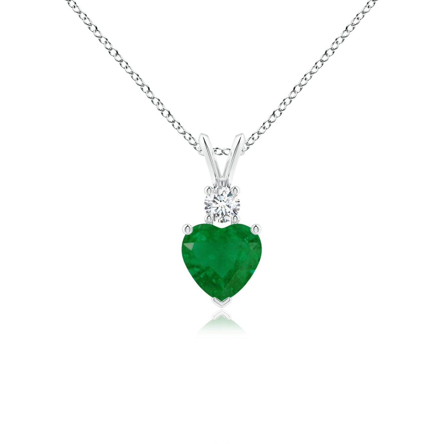 Angara Natural Emerald Pendant for Women | Heart Shape Emerald Diamond Heart Pendant Necklace in 14K Solid Gold/Platinum With 18" Chain | May Birthday, Anniversary, Gemstone Jewelry Gift