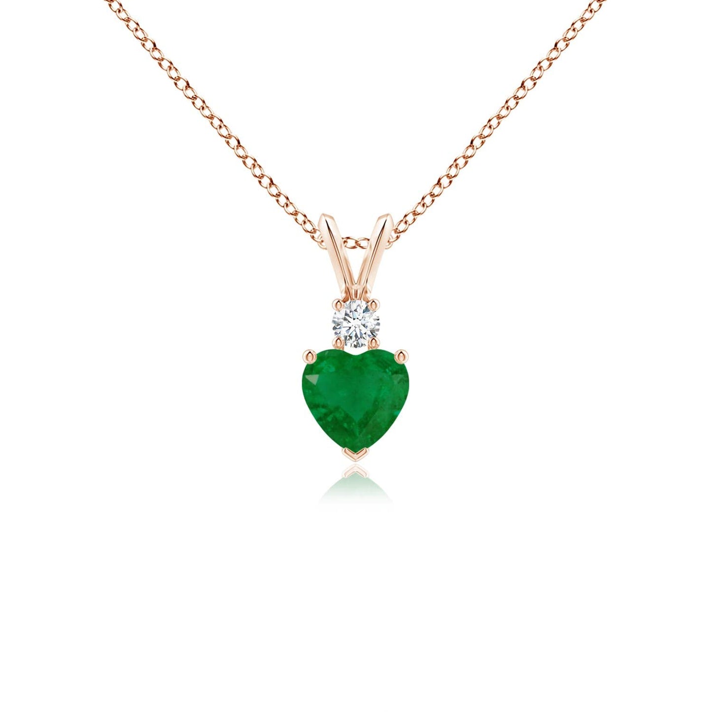 Angara Natural Emerald Pendant for Women | Heart Shape Emerald Diamond Heart Pendant Necklace in 14K Solid Gold/Platinum With 18" Chain | May Birthday, Anniversary, Gemstone Jewelry Gift