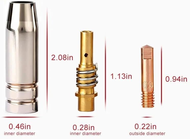 15AK Contact tip Nozzle .035 Parts kit fits Vulcan OmniPro 220 MIGMax 140 215 63616 63617 Welder & Titanium Unlimited 200 MIG170 / MIG140 57862 64804 64805 64806 Welder,25PK