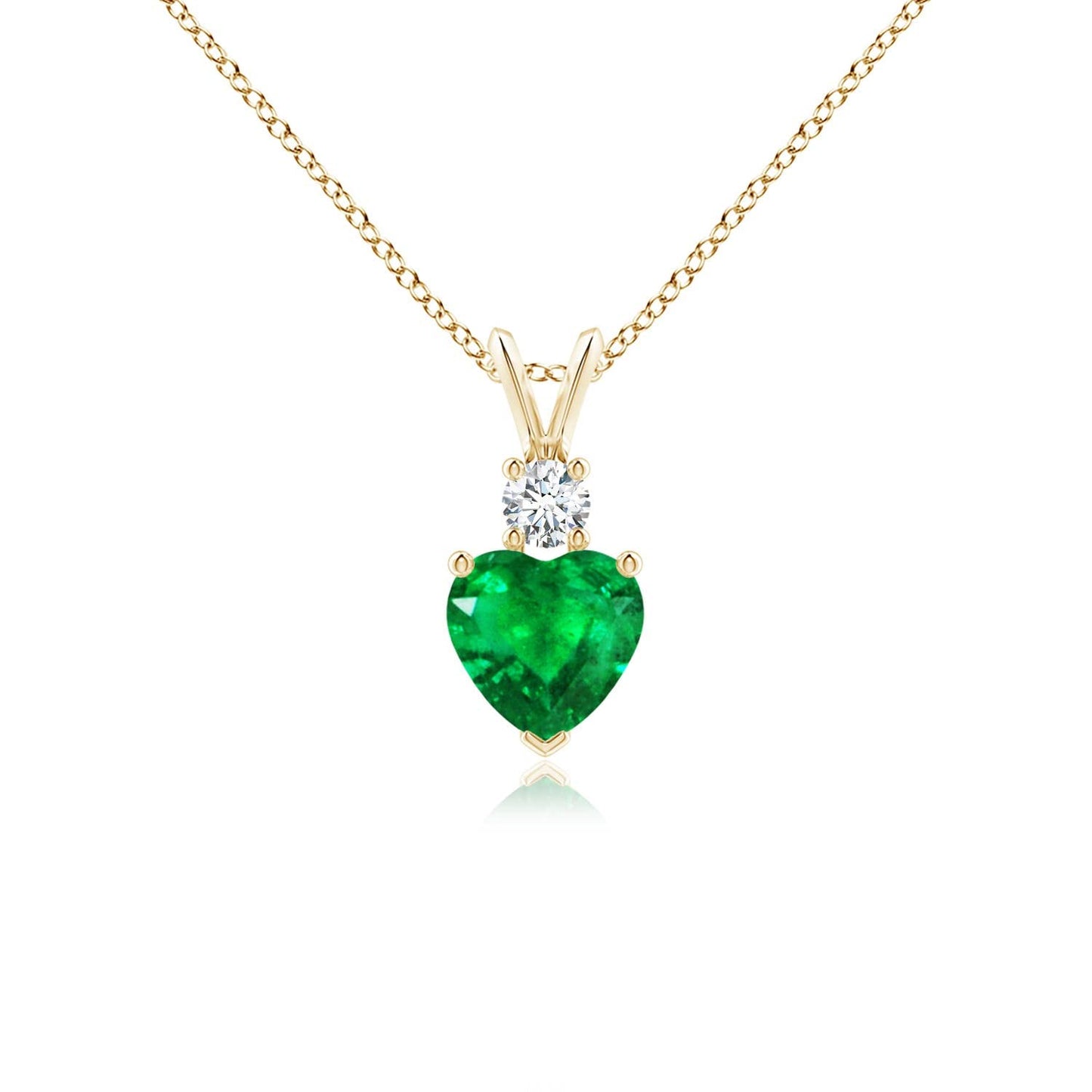 Angara Natural Emerald Pendant for Women | Heart Shape Emerald Diamond Heart Pendant Necklace in 14K Solid Gold/Platinum With 18" Chain | May Birthday, Anniversary, Gemstone Jewelry Gift
