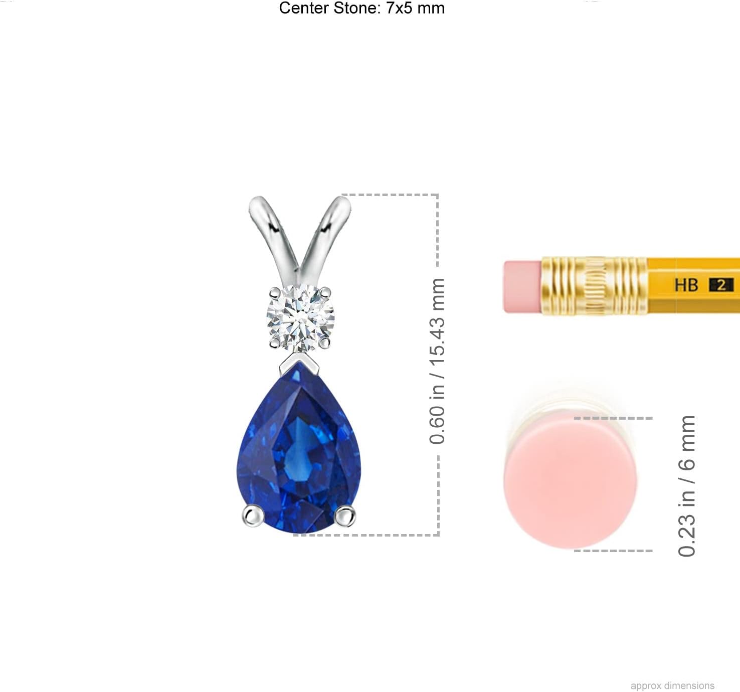 Angara Natural Blue Sapphire Solitaire Pendant for Women | Pear Shape Blue Sapphire Diamond Necklace in 14K Solid Gold/Silver/Platinum With 18" Chain | September Birthday, Gemstone Jewelry Gift