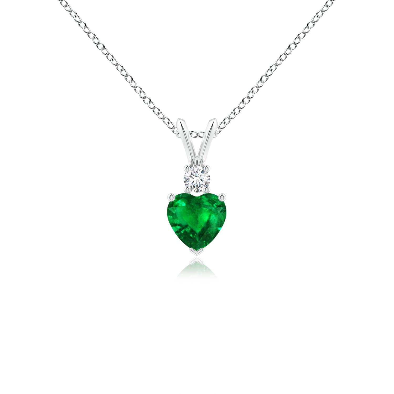 Angara Natural Emerald Pendant for Women | Heart Shape Emerald Diamond Heart Pendant Necklace in 14K Solid Gold/Platinum With 18" Chain | May Birthday, Anniversary, Gemstone Jewelry Gift