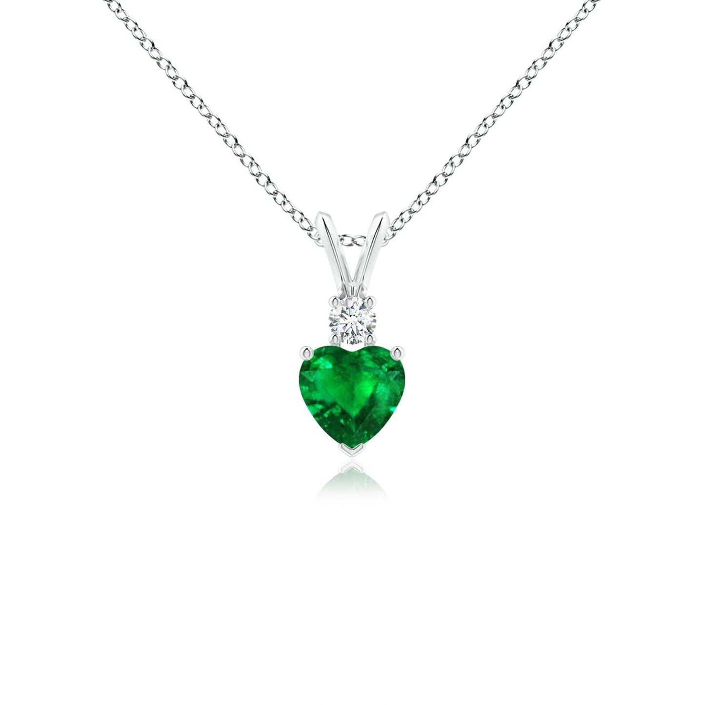 Angara Natural Emerald Pendant for Women | Heart Shape Emerald Diamond Heart Pendant Necklace in 14K Solid Gold/Platinum With 18" Chain | May Birthday, Anniversary, Gemstone Jewelry Gift