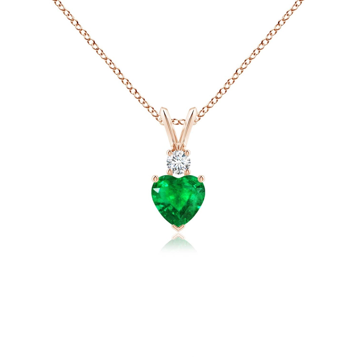 Angara Natural Emerald Pendant for Women | Heart Shape Emerald Diamond Heart Pendant Necklace in 14K Solid Gold/Platinum With 18" Chain | May Birthday, Anniversary, Gemstone Jewelry Gift