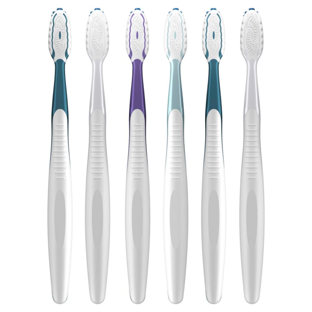 Oral-B Pro Health CrossAction Plaque Removal toothbrushes, 6 Count Toothbrush Soft, Deep Reach in Tight Spaces, Tongue Scraper Tooth Brush, Plaque Fighter, Gentle on Teeth, Gum stimulators