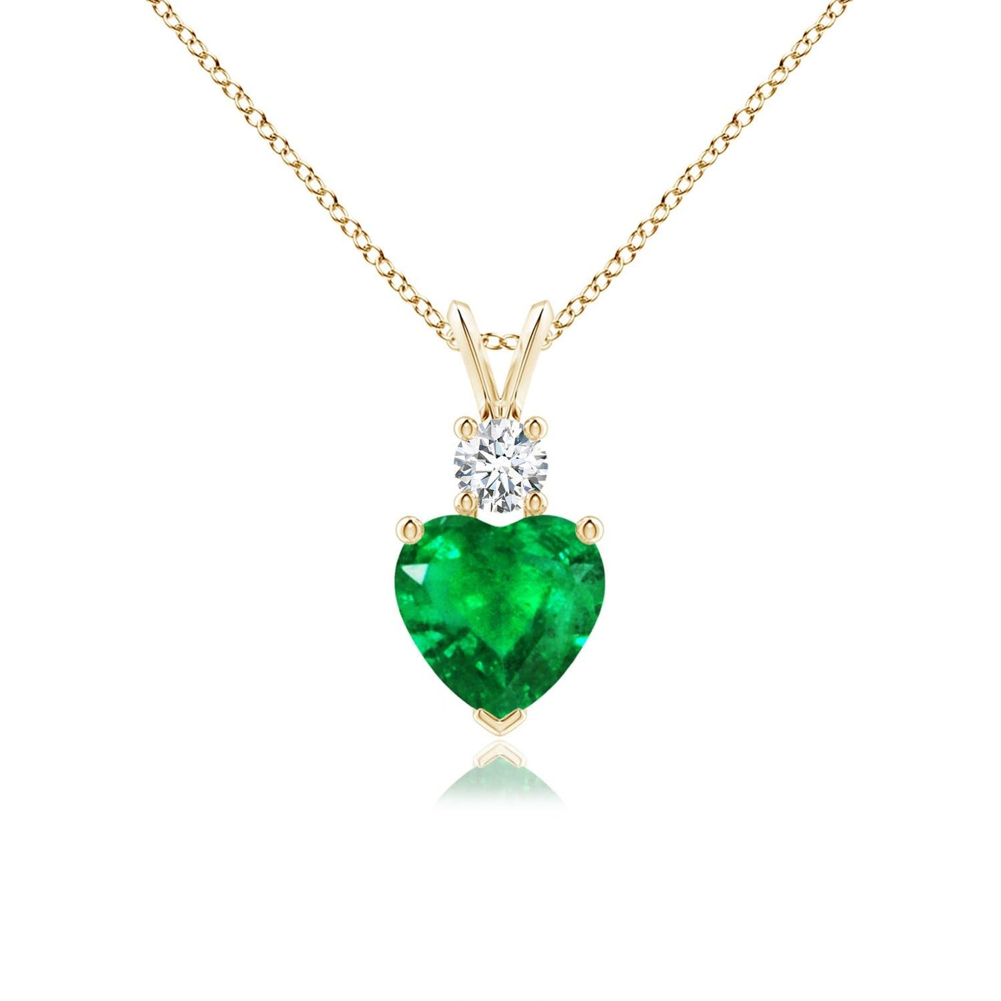 Angara Natural Emerald Pendant for Women | Heart Shape Emerald Diamond Heart Pendant Necklace in 14K Solid Gold/Platinum With 18" Chain | May Birthday, Anniversary, Gemstone Jewelry Gift