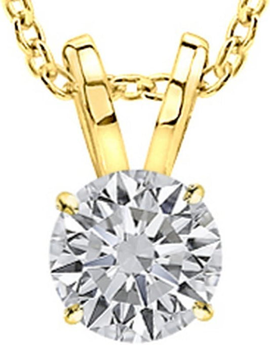 2 Carat 14K White Gold Round Diamond 4 Prong Solitaire Pendant Necklace J Color I2 Clarity