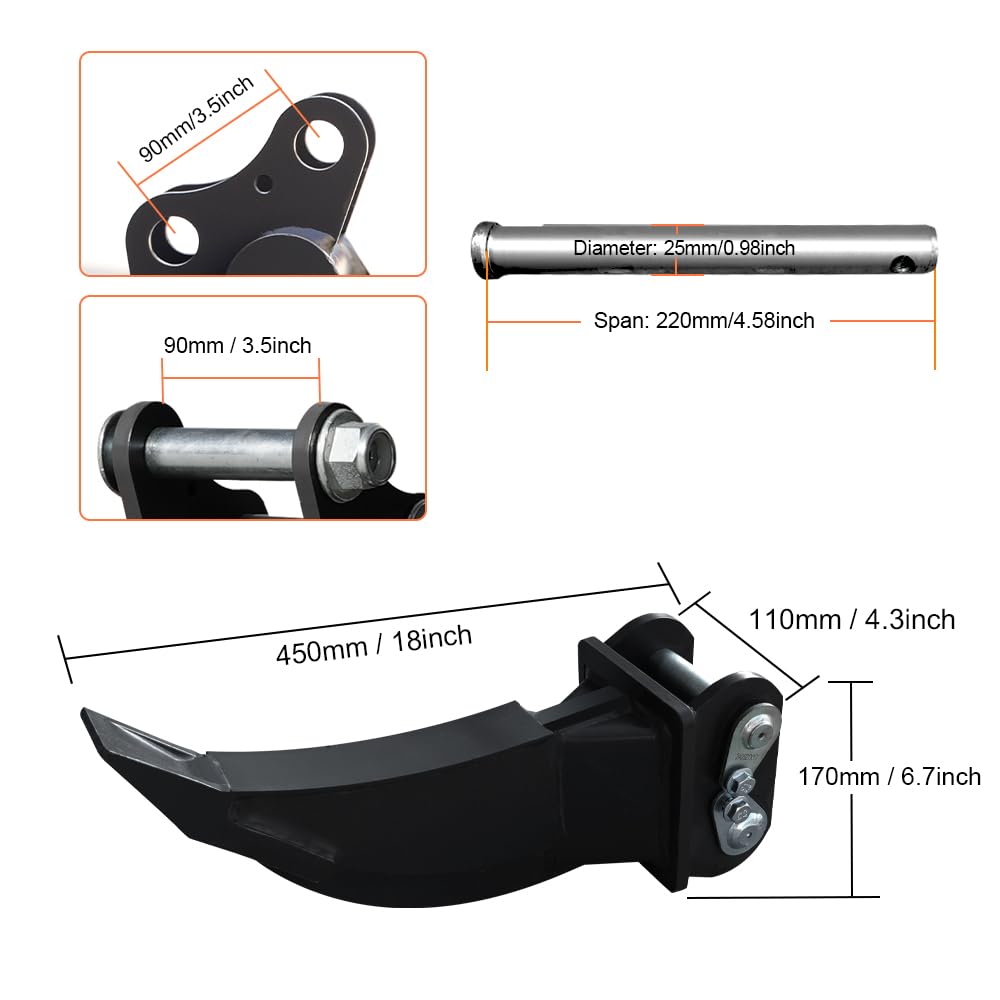 1-1.8 Ton Mini Excavator Ripper with Pins - Heavy-Duty Soil Ripper Attachment for Efficient Land Cultivation & Construction