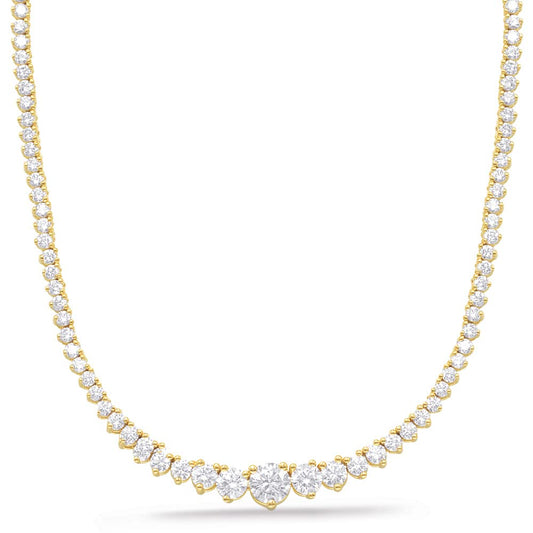 3 to 20 Carat NATURAL REAL Round 14K White Gold 17 "Graduating Diamond Tennis Riviera Necklace (H-I Color, SI1-SI2 Clarity) Graduating Ultra Premium Collection 3 Prong