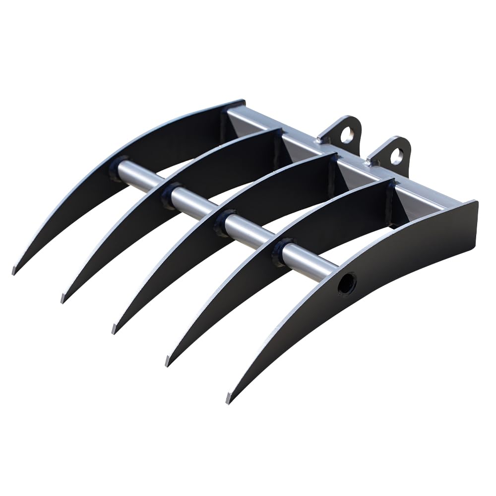 Mini Excavator Rake for 1-1.8 Ton Machines - Heavy-Duty Attachment with Pins for Soil Cultivation & Landscaping